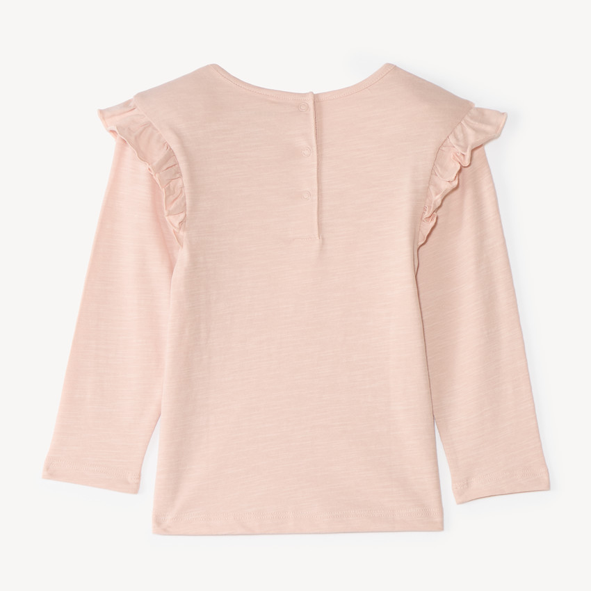 Langarm T-shirt meisjes met een fantasie jacquard patch. 