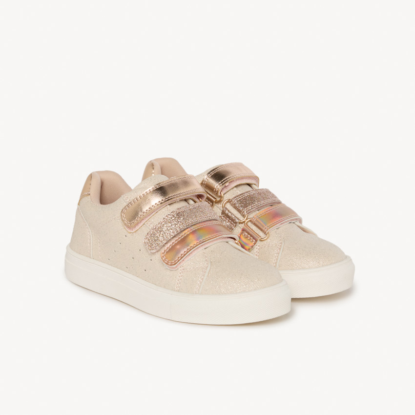 Lage sneakers met metallic effect en pailletten voor meisjes 
