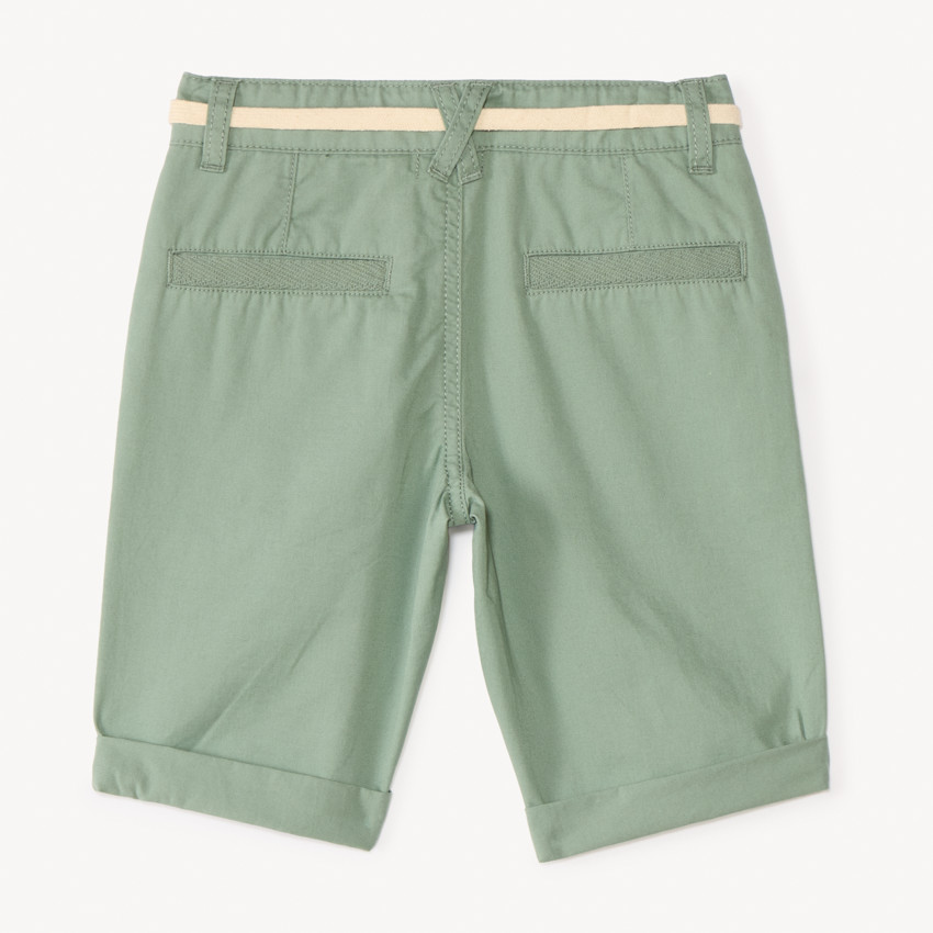 Bermuda uni en toile avec ceinture lacet garçon 