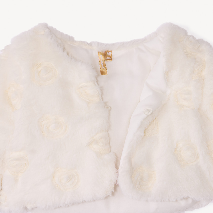 Gilet en fausse fourrure avec rosaces pour bébé fille 