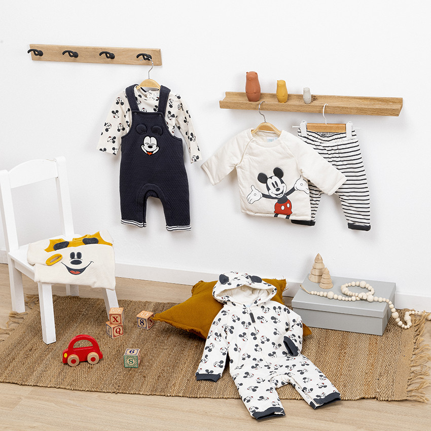 Lange jumpsuit met kap Mickey Disney en voering in jersey 