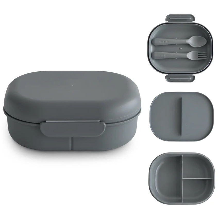 Lunchbox avec compartiments et couverts Gris Foncé 