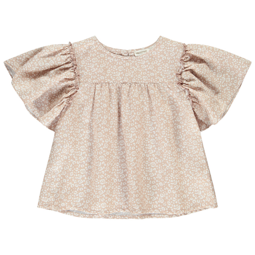 Tuniek met korte uitlopende mouwen en vlekkenprint voor meisjes 