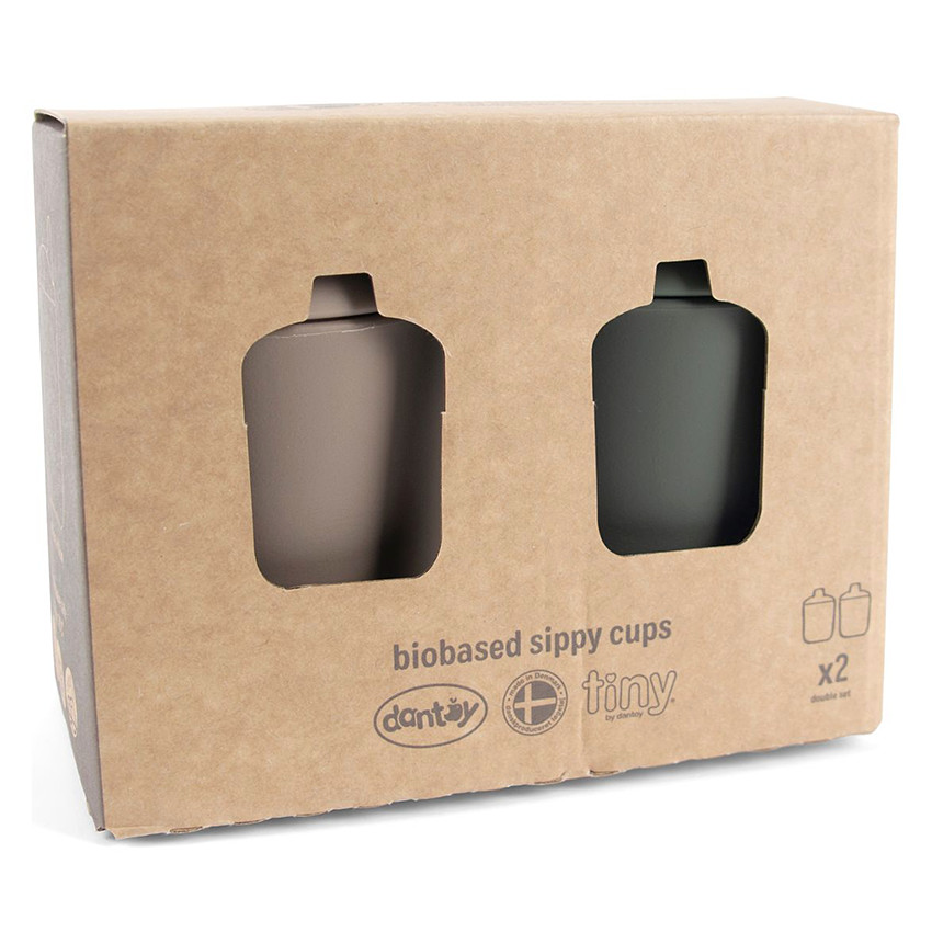 Set de 2 gobelets-canard Tiny Bioplastique – Olive/Moka 