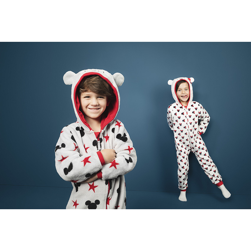 Overpyjama van sherpastof met print van Minnie Disney en reliëforen 