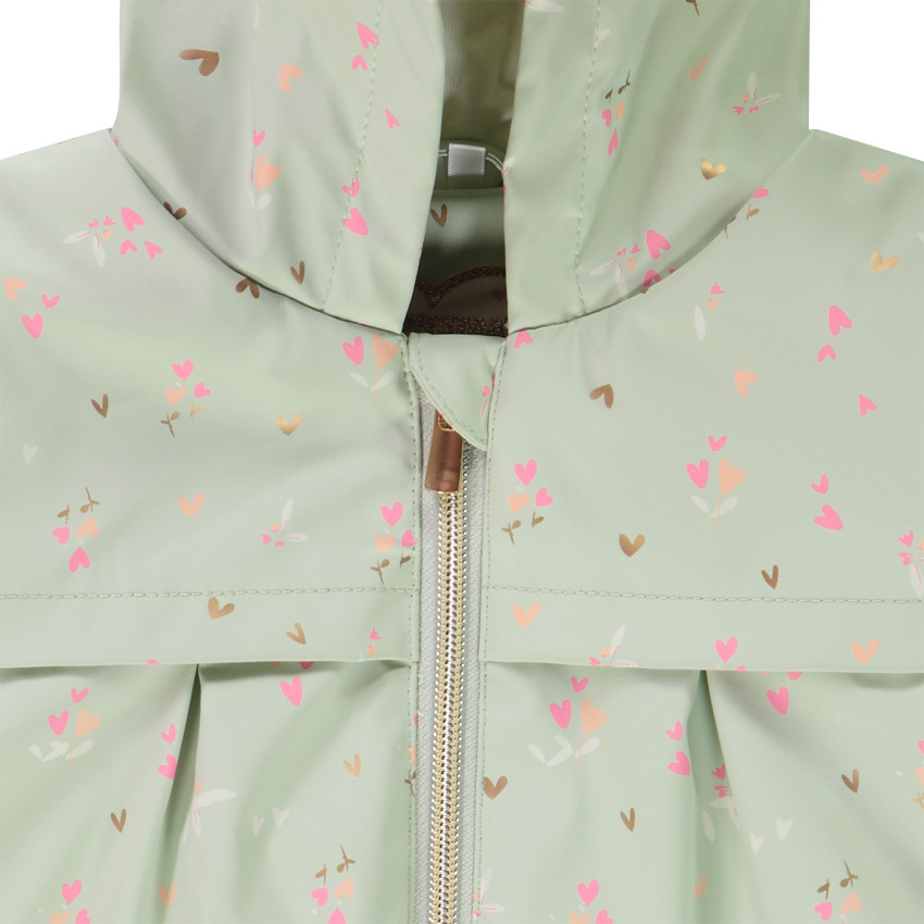 Parka gomme à capuche imprimé cœurs/fleurs pour bébé fille 