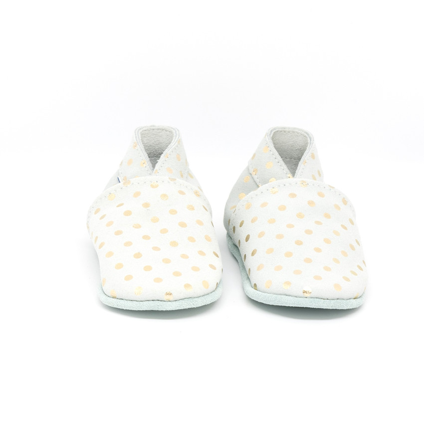 Chaussons souples 6-12M en suède Babysoft Gris Etoiles 