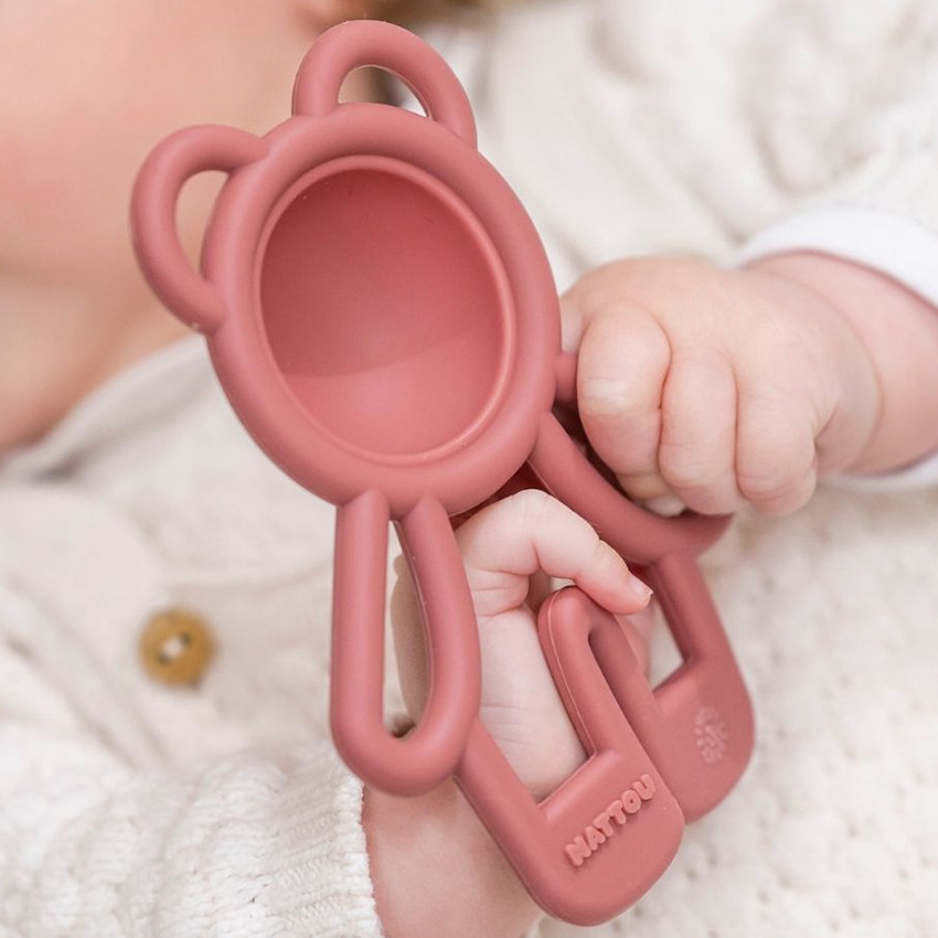 Anneau de dentition en silicone Pop-it - Framboise 