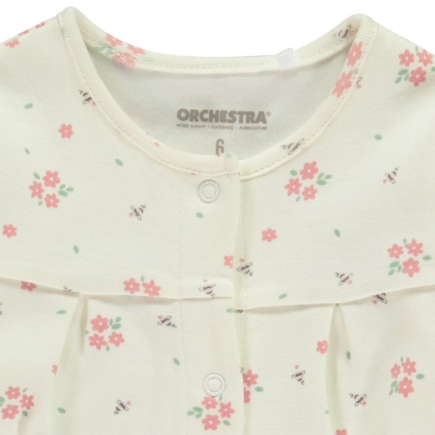 Dors-bien manches longues en interlock imprimé fleuris pour bébé fille 