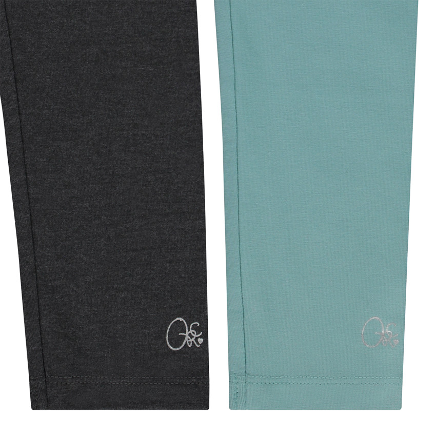 Lot de 2 leggings unis avec foil print fille 