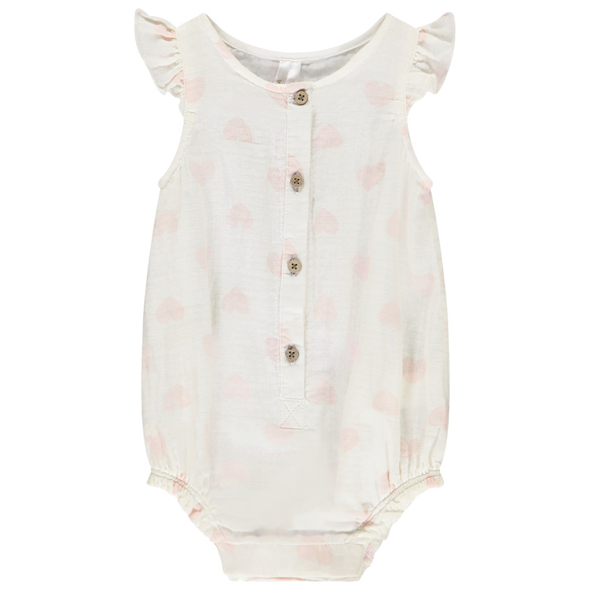 Combinaison courte imprimée cœur pour bébé fille 