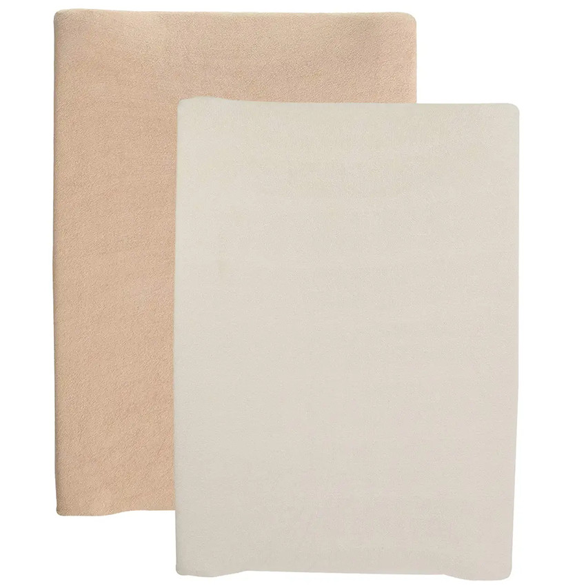 Lot de 2 housses pour matelas à langer - Sable/Caramel - 50x70 cm 