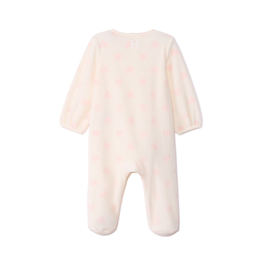 Pyjama in fluweel met hartjes voor meisjes 