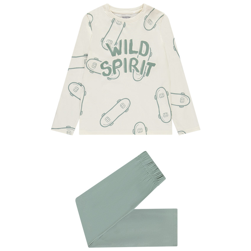 Set van pyjama in jersey met skates voor jongen 