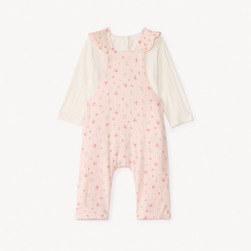 Ensemble 2 pièces avec salopette imprimée pour bébé fille 