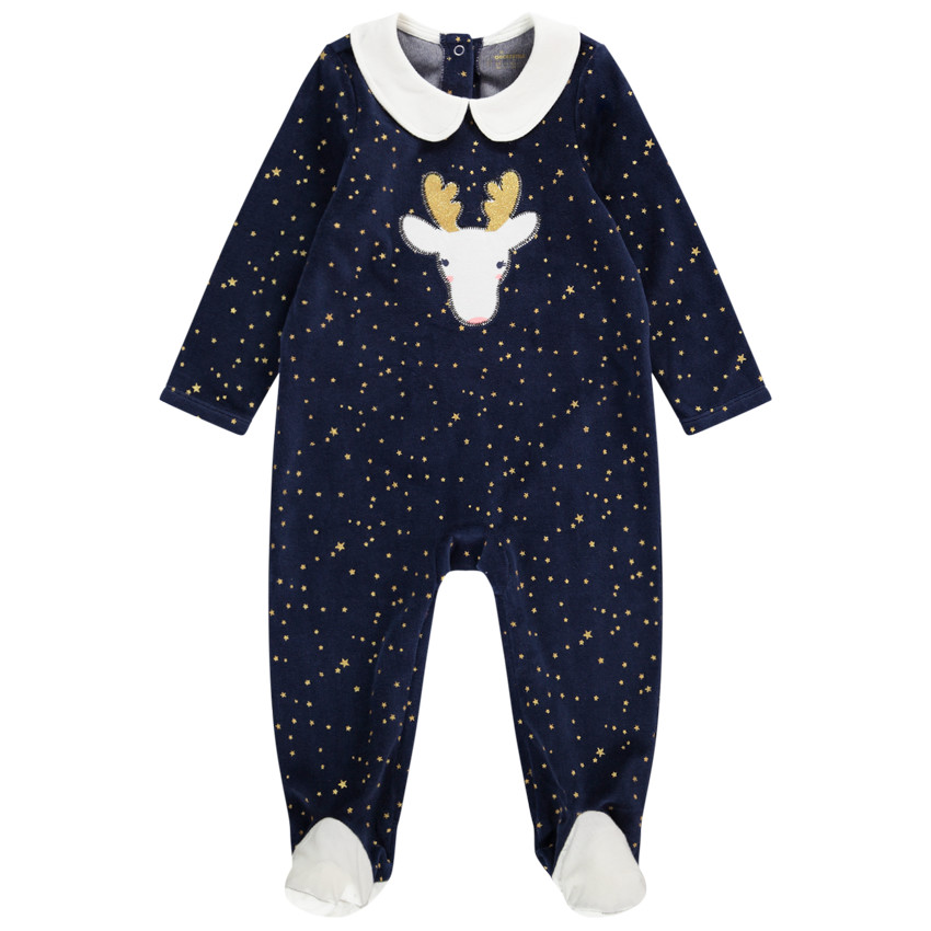 Pyjama in fluweel met sterrenprint en rendierprint voor meisjes 