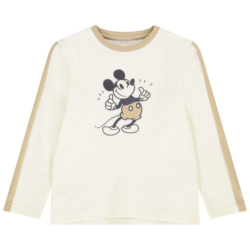 T-shirt manches longues nid d'abeille et broderie Mickey Disney pour garçon 