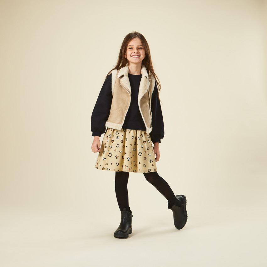 Jurk fleece 2-in-1 effect met vlekkenprint voor meisjes 