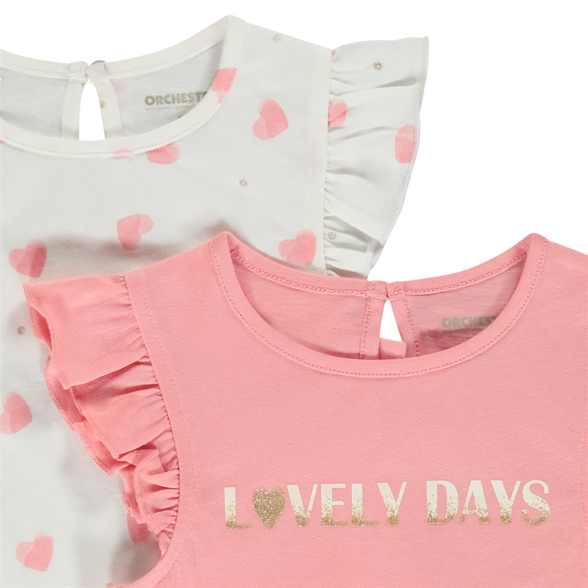 Lot de t-shirts manches courtes fantaisie pour bébé fille 