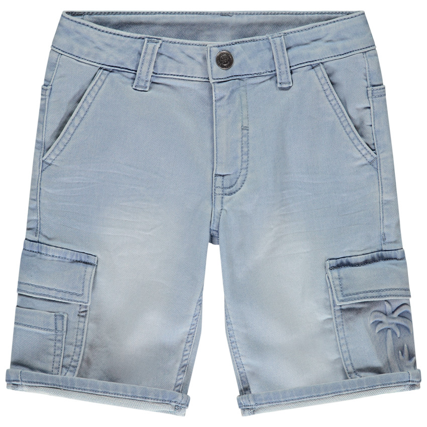 Bermuda cargo jeanslook met reliëf palmboom voor jongens 