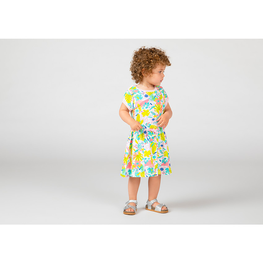 Robe manches courtes imprimé tropical pour bébé fille 
