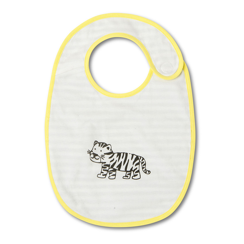 Lot de 2 bavoirs uni/rayé print animaux 