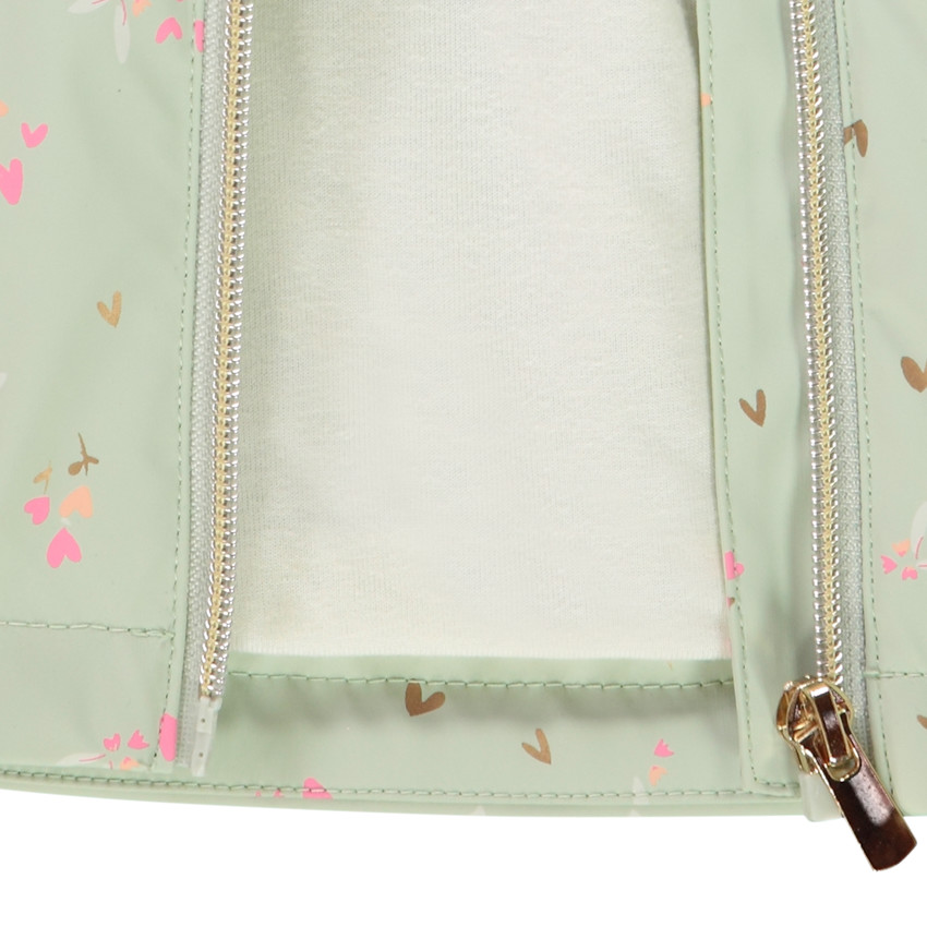 Parka gomme à capuche imprimé cœurs/fleurs pour bébé fille 