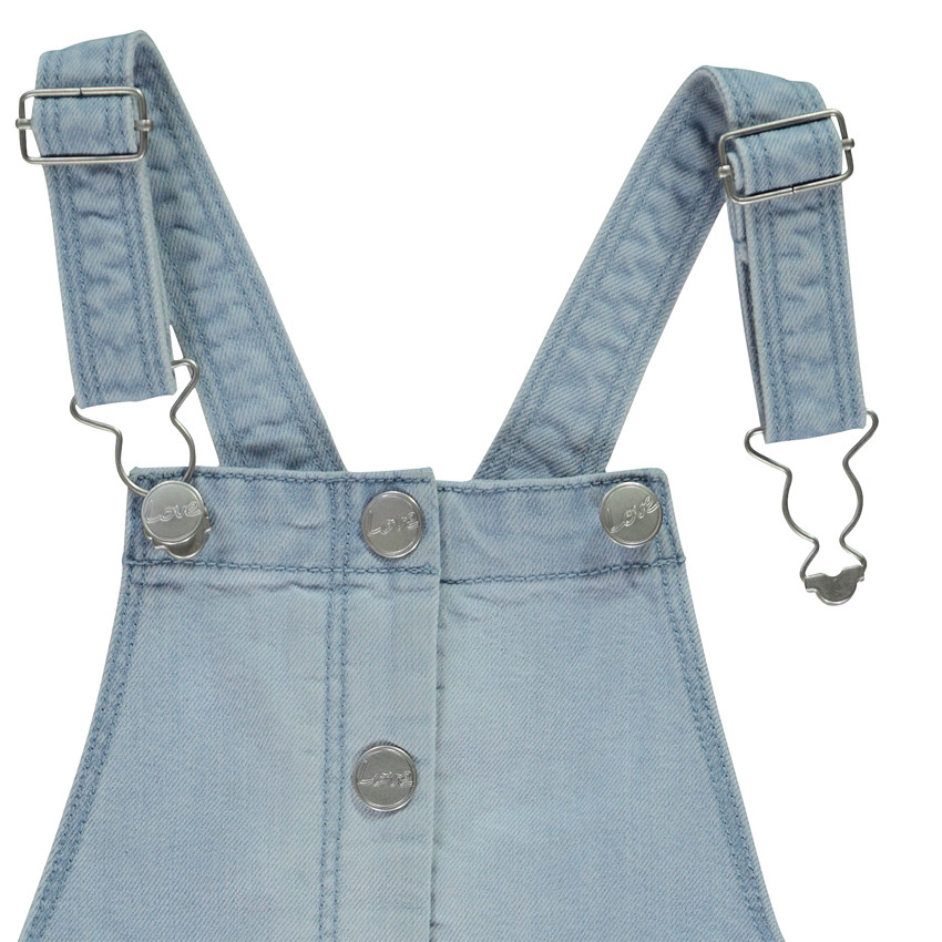 Korte en brede jeanssalopette met zakken voor meisjes 