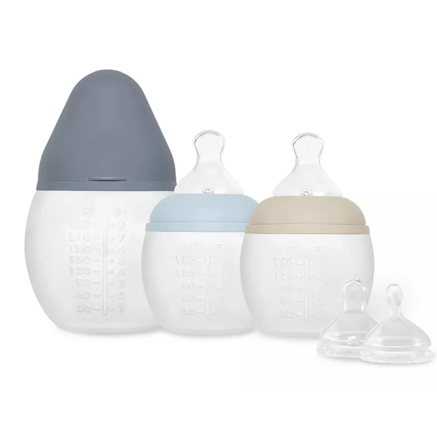 Geboortekit Buddy 1x Zuigfles 240ml Blue Grey 2x Zuigflessen 150ml Blue Pale Sand 2x Spenen xs 