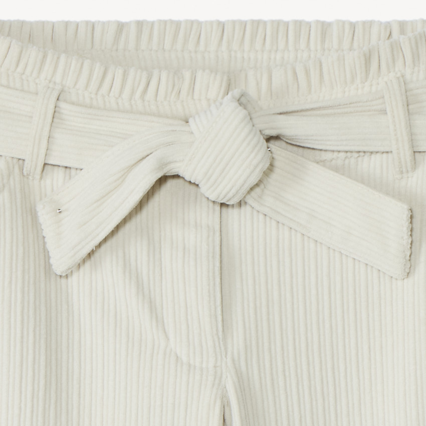 Pantalon palazzo en velours côtelé et ceinturé pour fille 