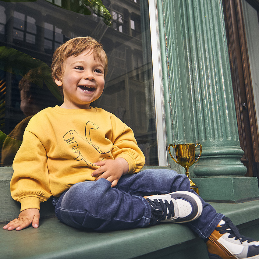 Fleece sweatshirt oversized met fantasieprint voor baby jongen 