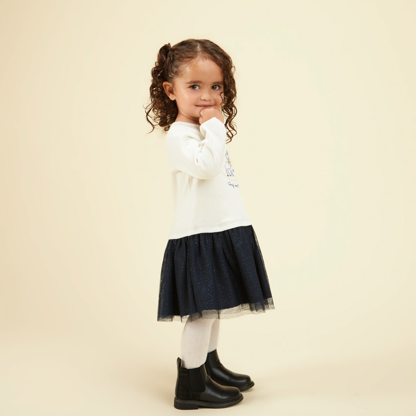 Jurk met 2 in 1 effect in glinsterende tule met hertmotief voor meisjes 