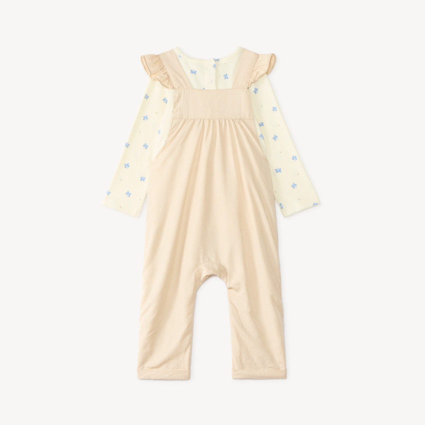 Ensemble 2 pièces salopette et t-shirt manches longues imprimé papillons pour bébé fille 