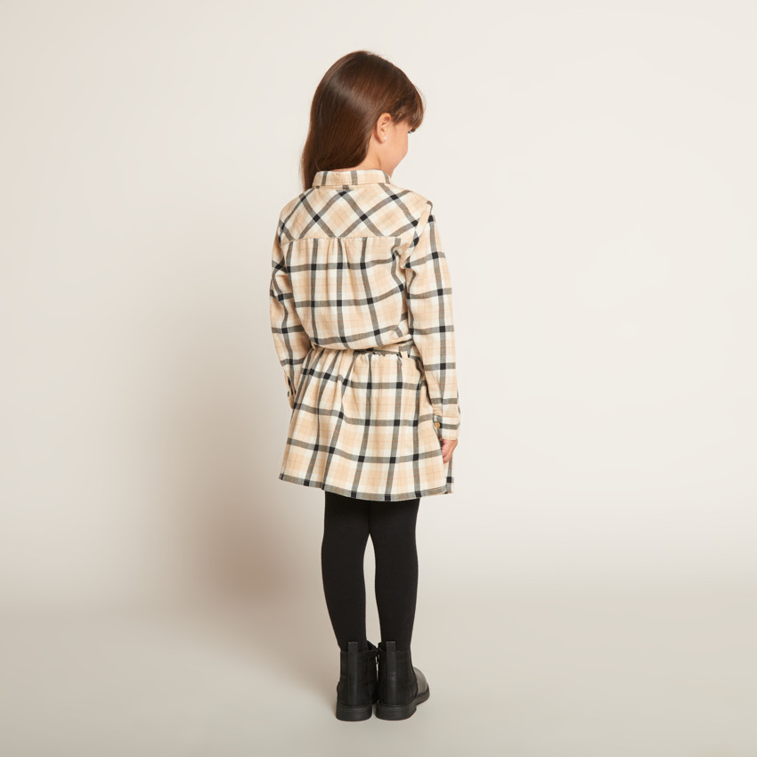 Robe chemise ceinturée à carreaux pour fille 