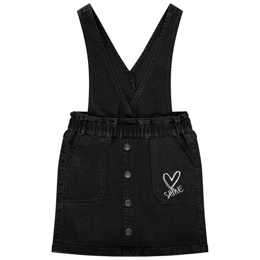 Robe salopette en jean à coeur printé pour enfant fille 