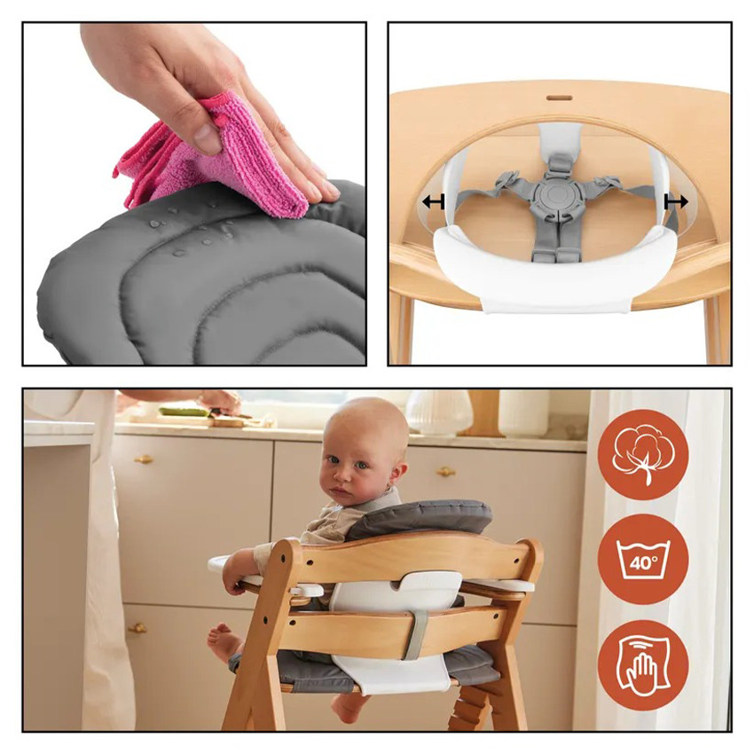 Kit complet chaise haute réglable Alpha Start N Grow Naturel/Dark Grey 