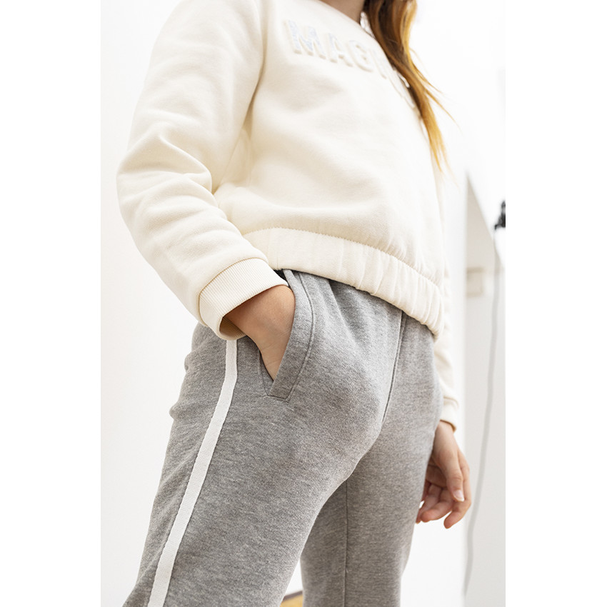 Sweat en molleton gratté avec print embossed à paillettes pour fille 