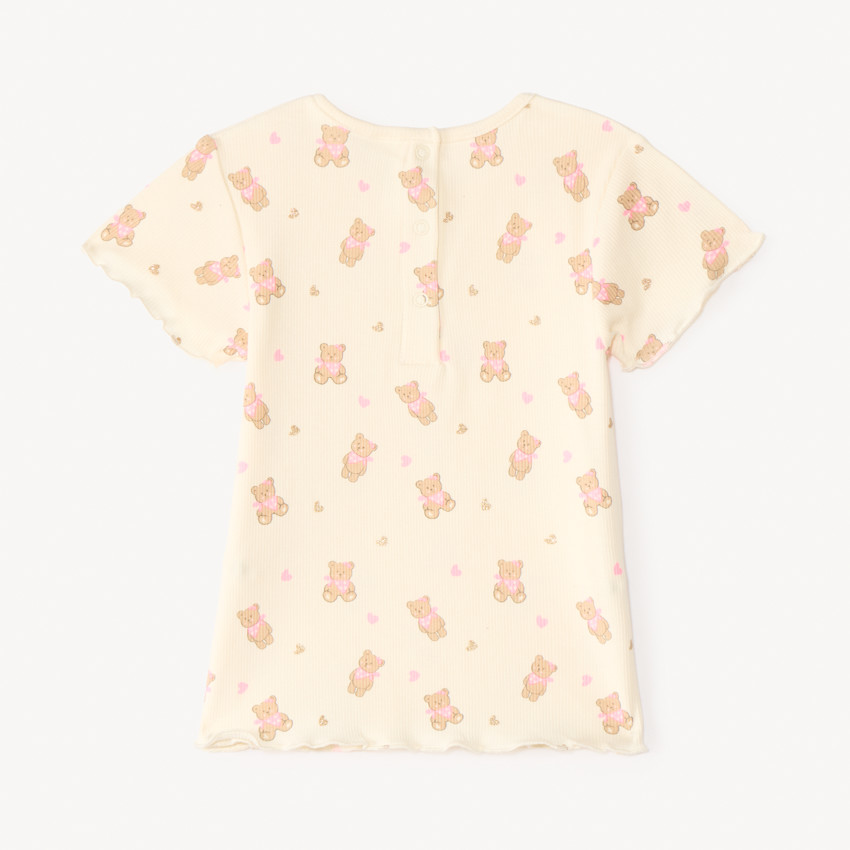 Set van korte pyjama 2 delen t-shirt + short met berenmotieven voor meisjes (verschillende afwerkingen afhankelijk van de leeftijd) 