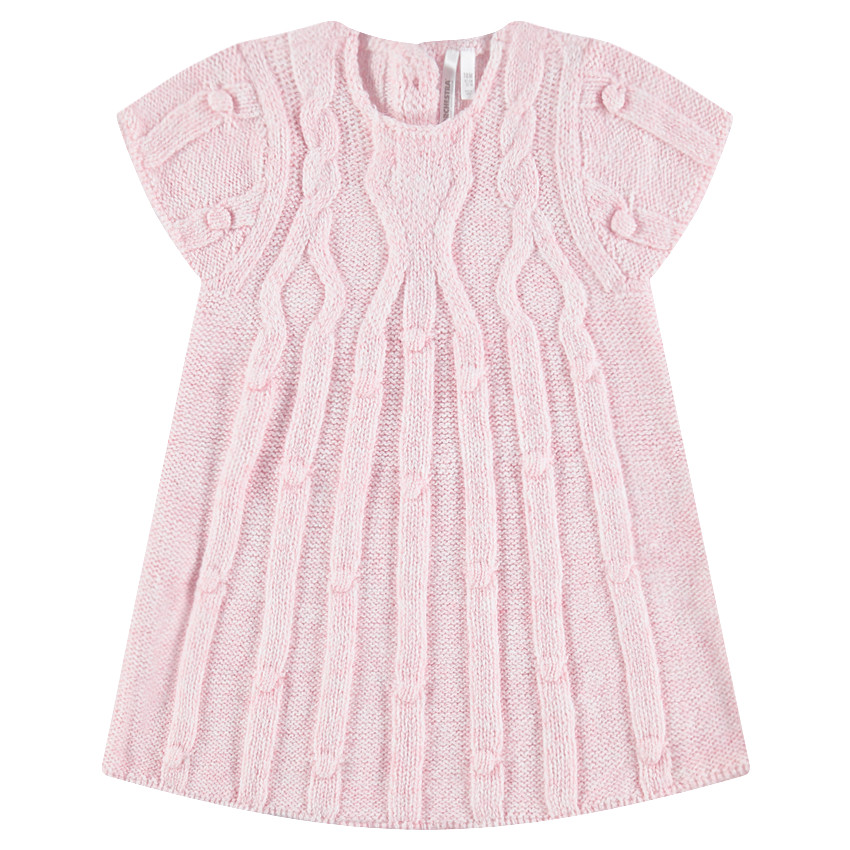 Robe manches courtes en tricot avec jeu de mailles 