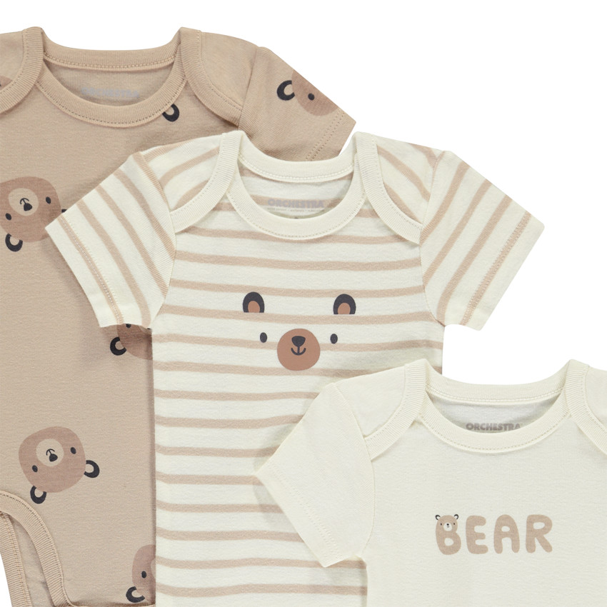 Lot de 5 bodies manches courtes motifs ourson pour bébé 