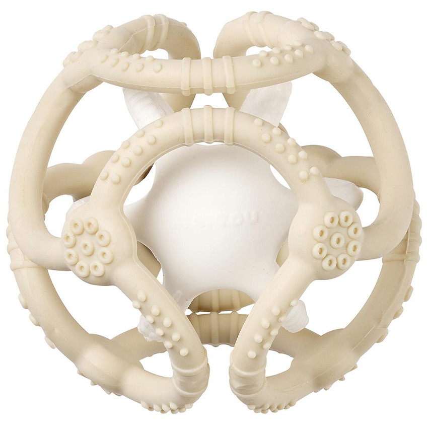 Anneau de dentition - Set 2 balles emboitable - Silicone - Argile/Blanc  