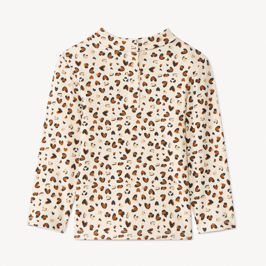 Sous-pull imprimé cœur fantaisie et col cheminé pour bébé fille 