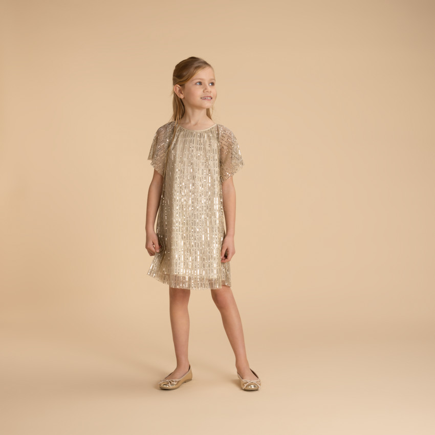 Gouden glitterjurk voor meisjes 