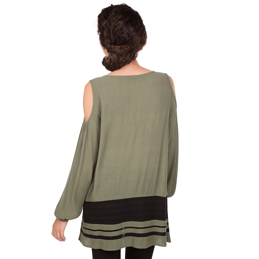 Blouse de grossesse avec épaules ouvertes et bandes ajourées 