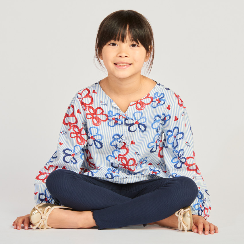 Legging côtelé uni avec cordon à pompons pour fille 