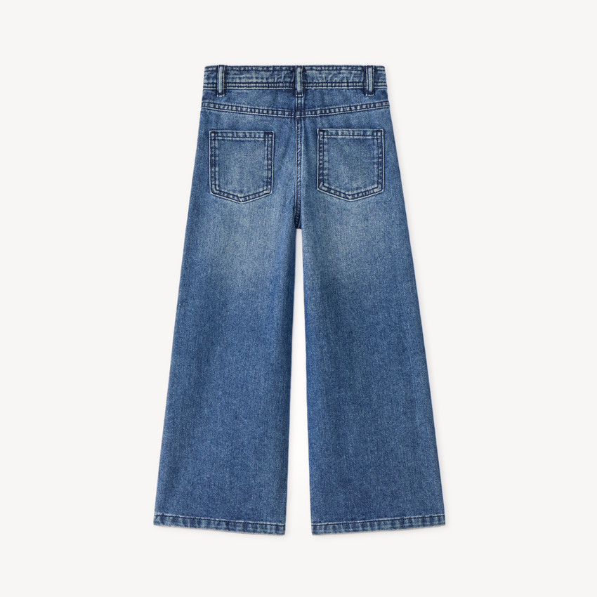 Wijde jeans in blauw stone meisjes 