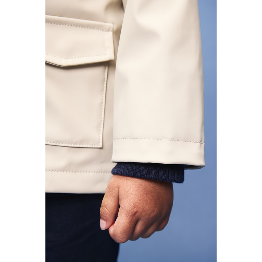 Rubberen parka van jersey met gestreepte voering voor babyjongens 