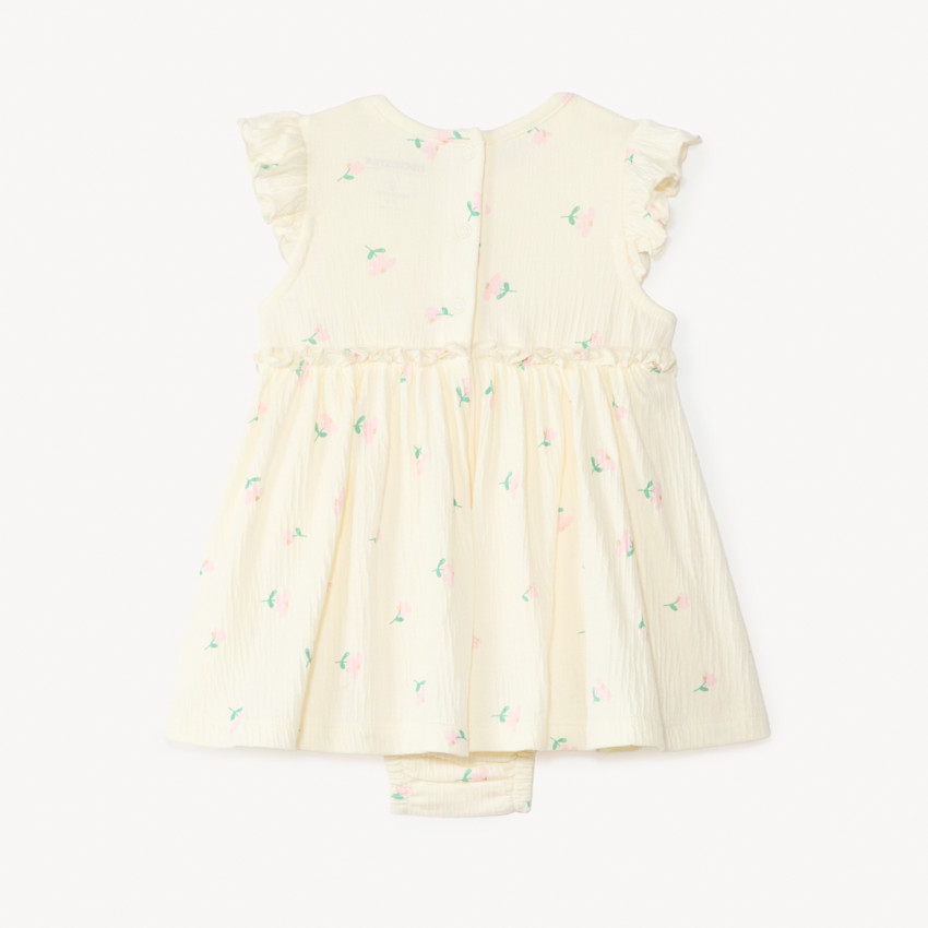 2-in-1 jurk met kreukeffect en fantasieprint voor meisjesbaby 