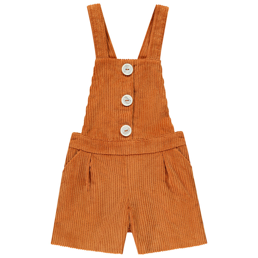 Korte salopette in ribfluweel, voor meisjes. 