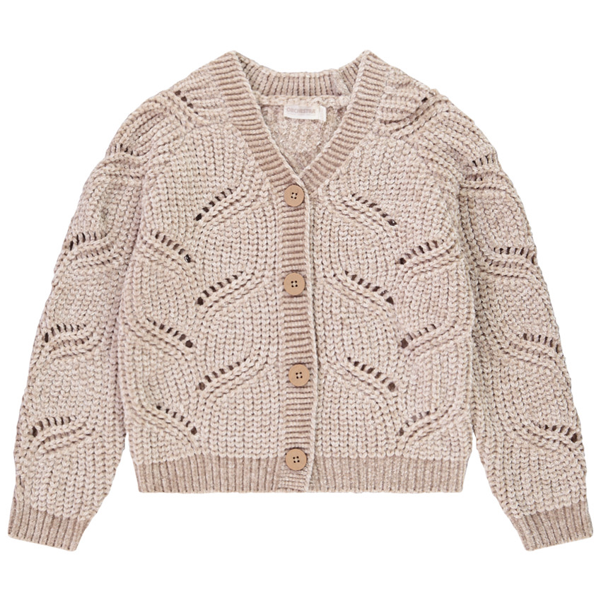 Gilet en tricot chenille avec lurex doré pour fille 